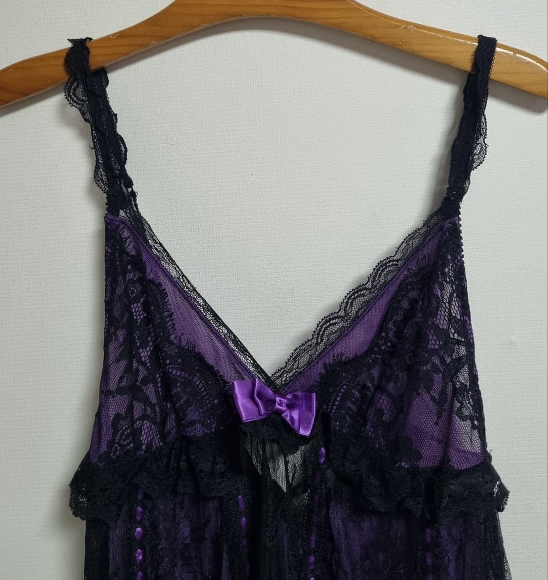 S ) 에블린 블랙/퍼플 레이스 슬립 상품이미지2