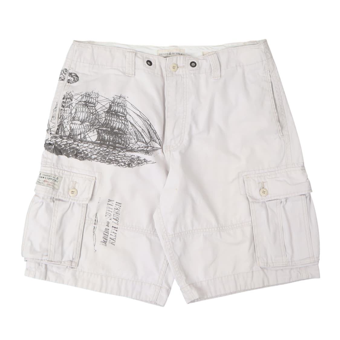 데님앤서플라이 마리너스 화이트 워크 하프 카고팬츠 상품이미지1