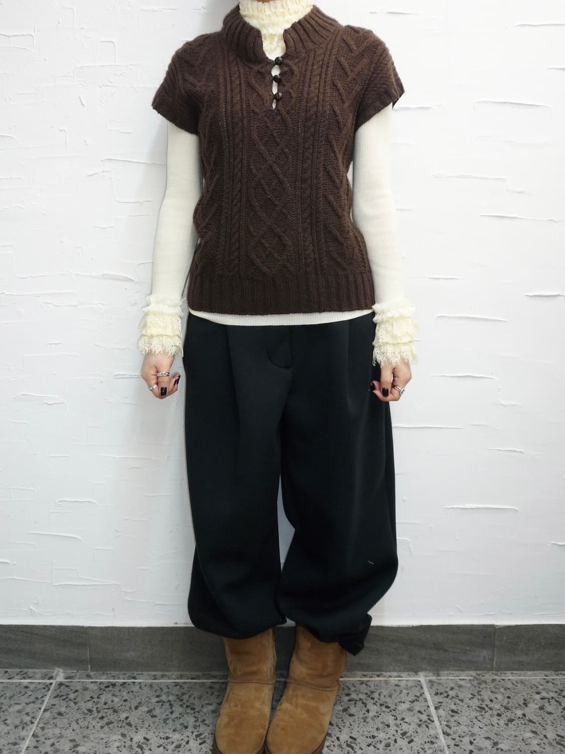Deep mocha knit vest  상품이미지5