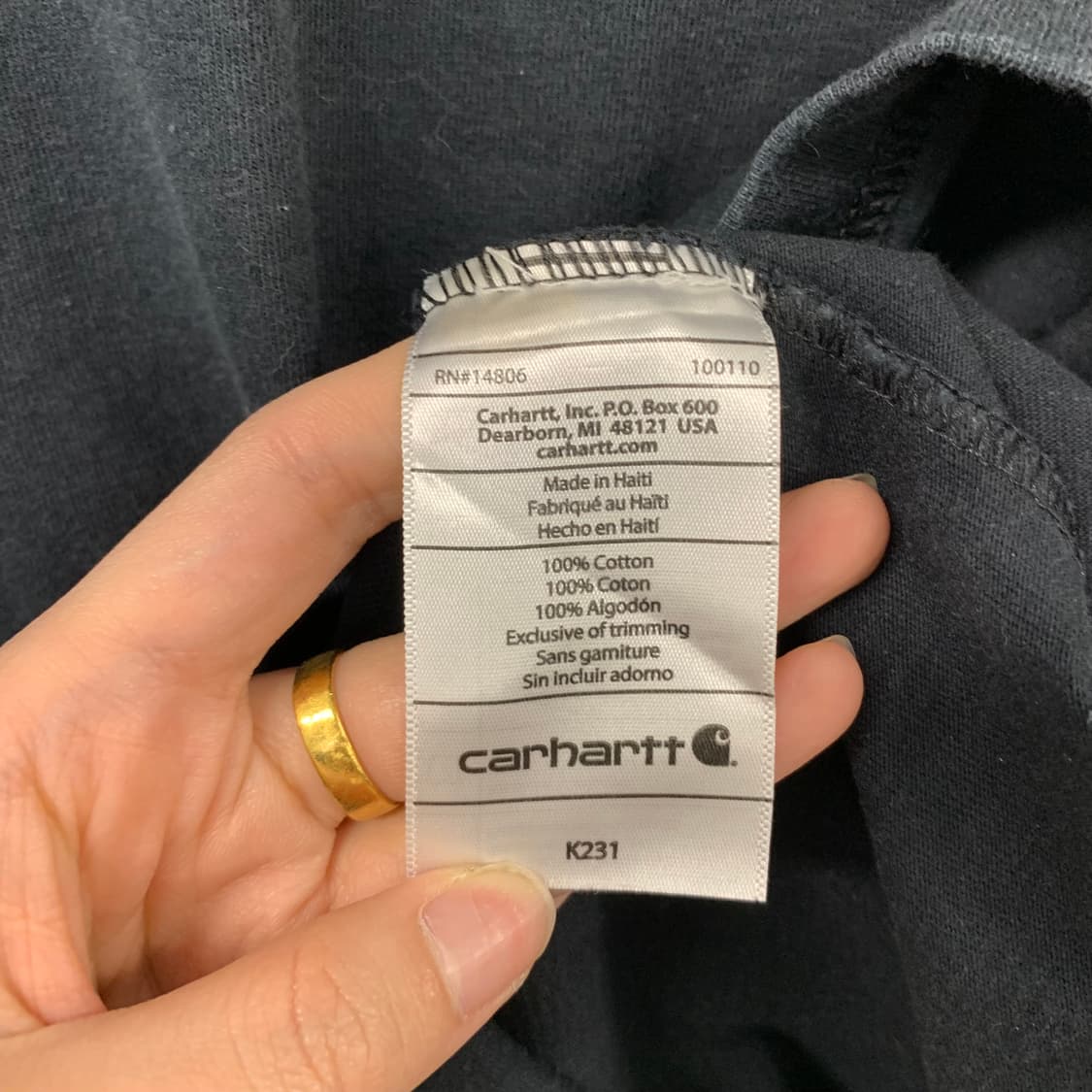 칼하트 암로고 블랙 롱 슬리브 상품이미지5