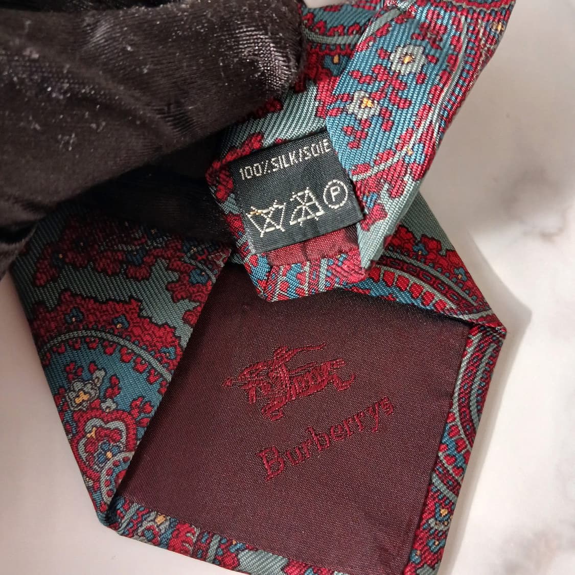 버버리 실크 카키&레드 페이즐리 넥타이 9.1cm A등급 A19360
 상품이미지10