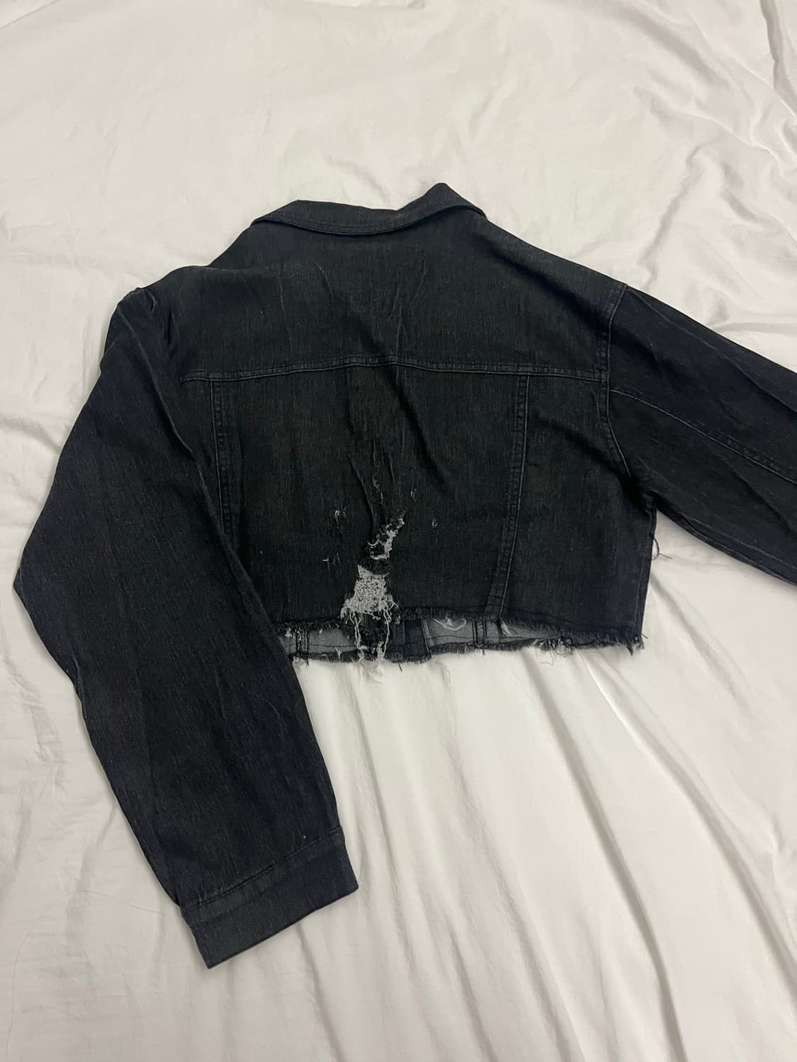 블랙 데님 크롭 자켓 3XL 상품이미지2