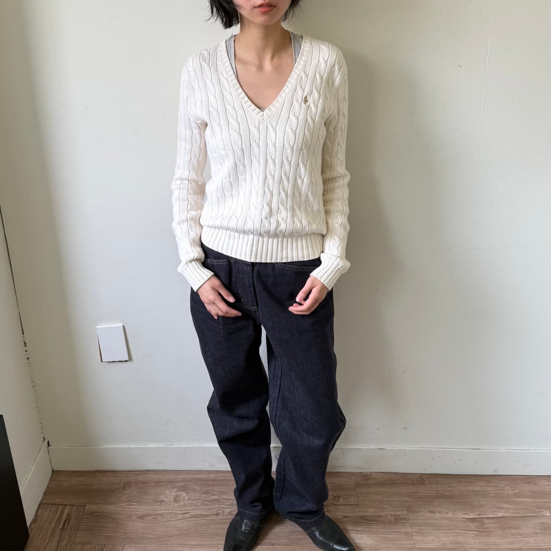 폴로랄프로렘 코튼 크림 스웨터 상품이미지1