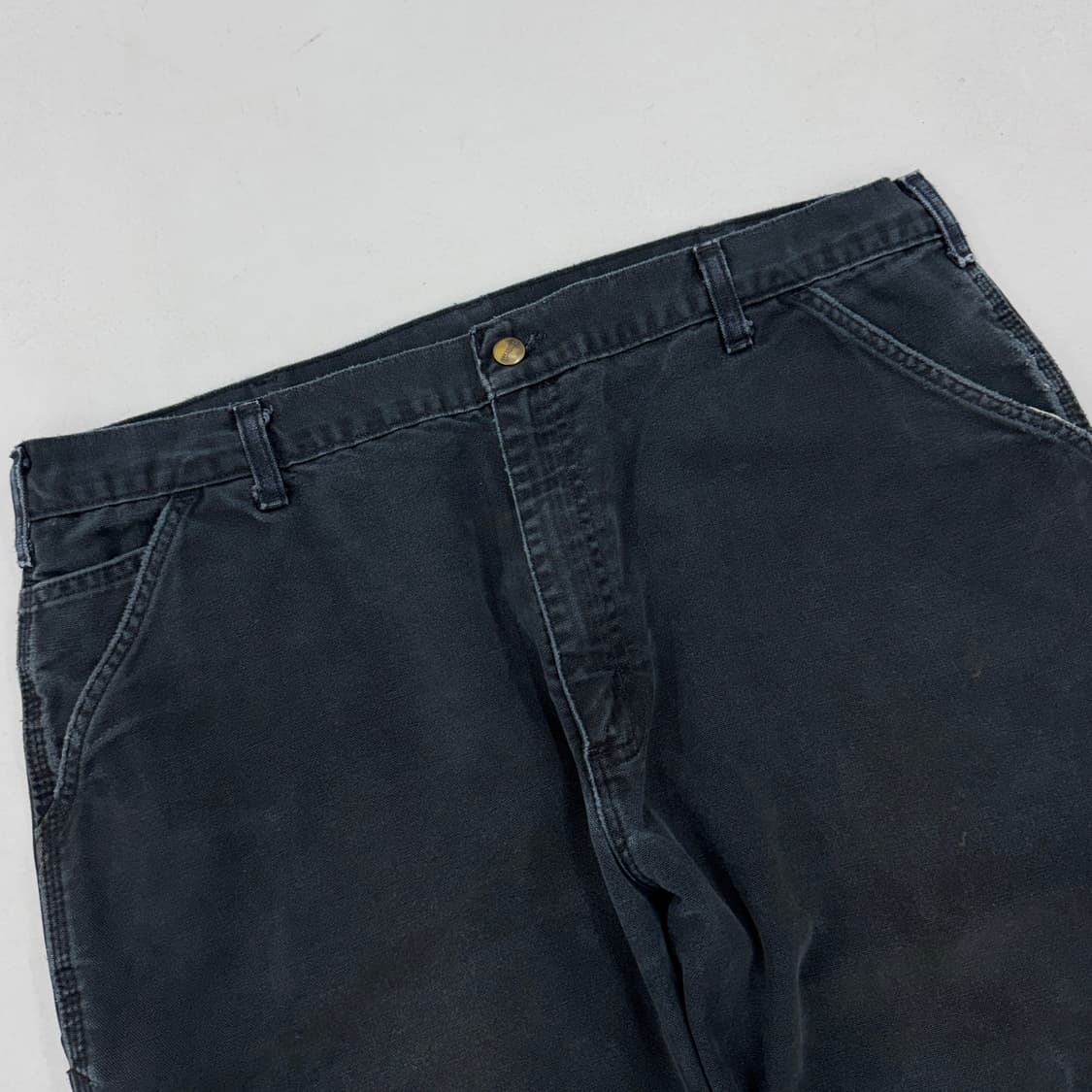 칼하트 OG 가죽패치 카펜터 덕캔버스 와이드 워크팬츠 블랙 상품이미지4