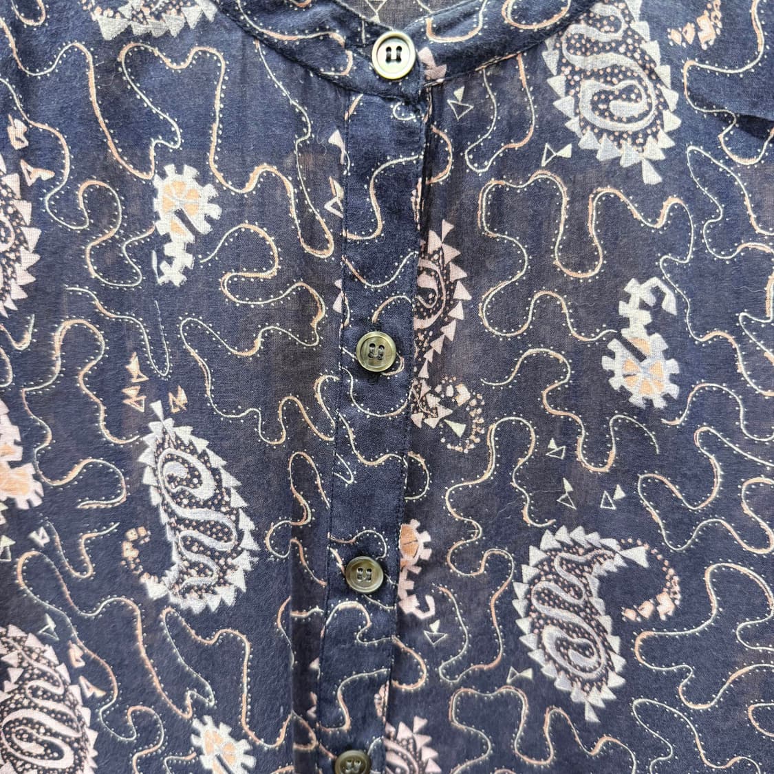 이자벨마랑 에뚜왈 블라우스 페이즐리 패턴 버튼 디테일 네이비 상품이미지6