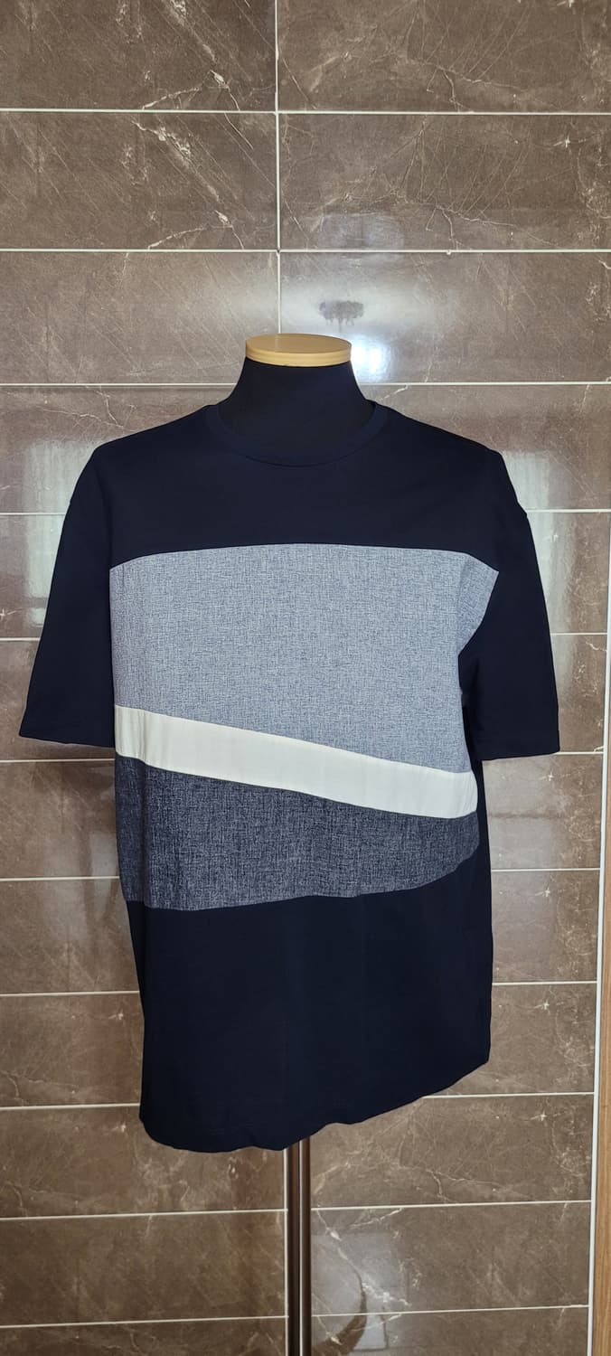 (남성110사이즈)지오지아 네이비 배색 반팔티 상품이미지1