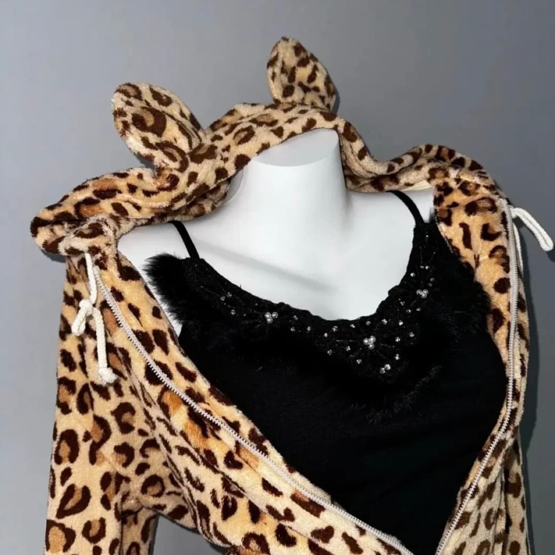 빈티지 갸루 호피 퍼 후드집업 y2k 펑크 고스 상품이미지2