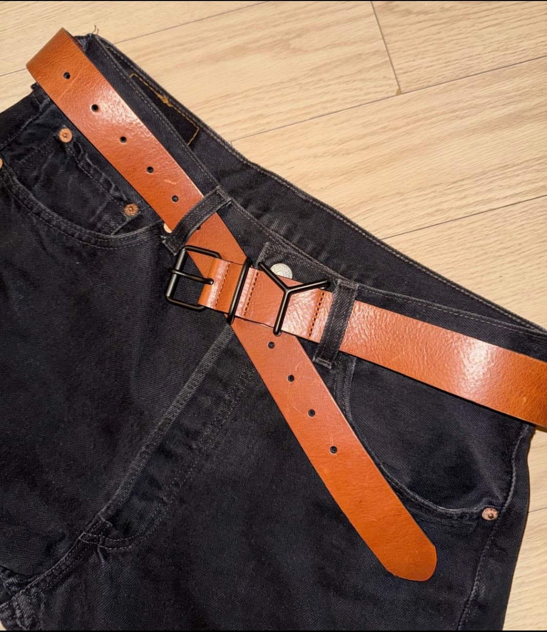 와이프로젝트 브라운 레더 벨트 상품이미지1