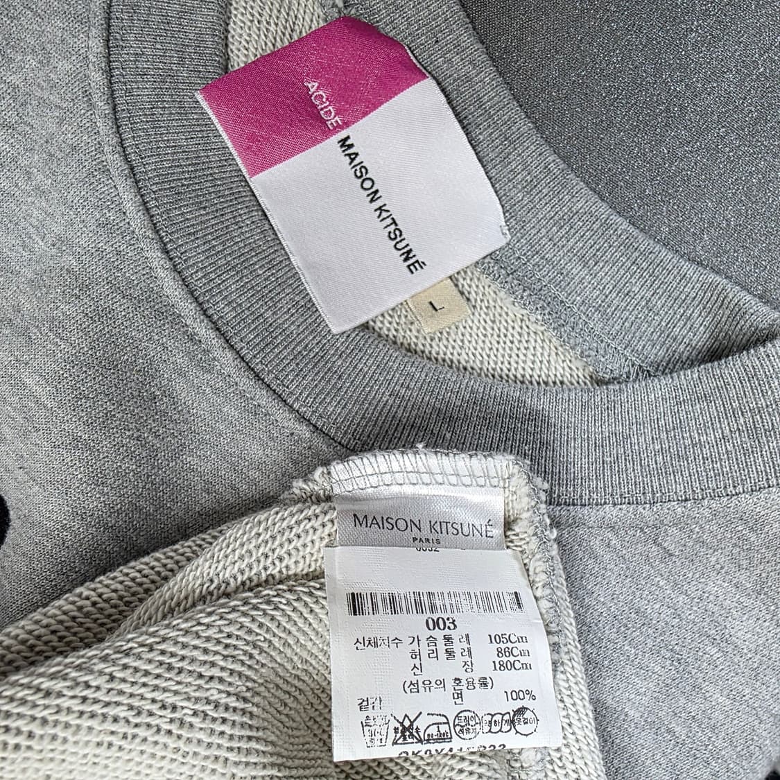 L) 메종키츠네 ACIDE 빅 자수로고 맨투맨 그레이 상품이미지4
