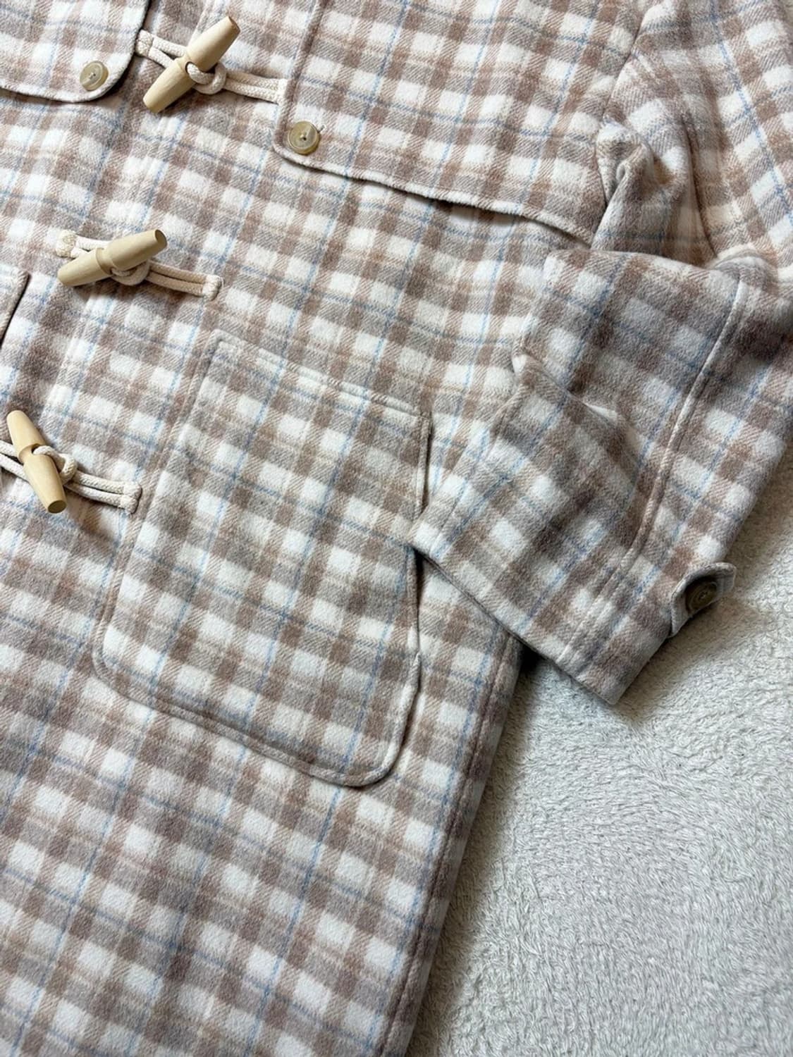 OiOi 오버핏 체크 더플 후디 코트 PN6832 상품이미지6