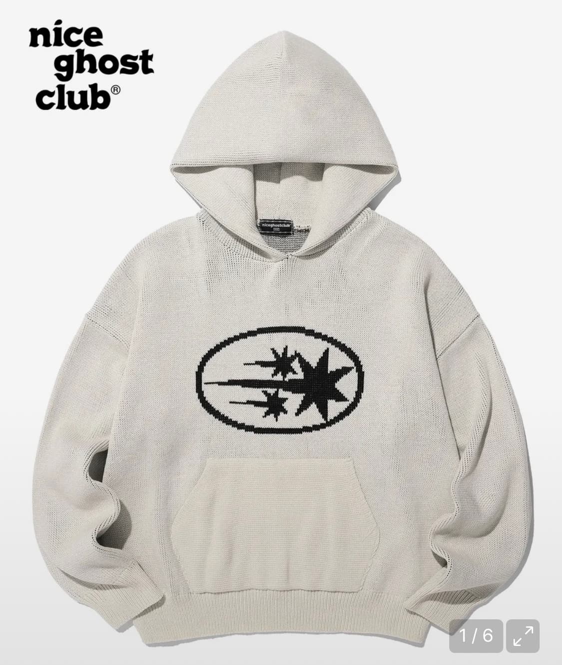 나이스고스트클럽 3STARS 로고 니트 후드티 상품이미지1