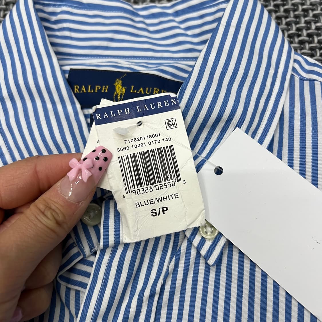 폴로 블루화이트 스트라이프 슬림핏 셔츠 상품이미지2