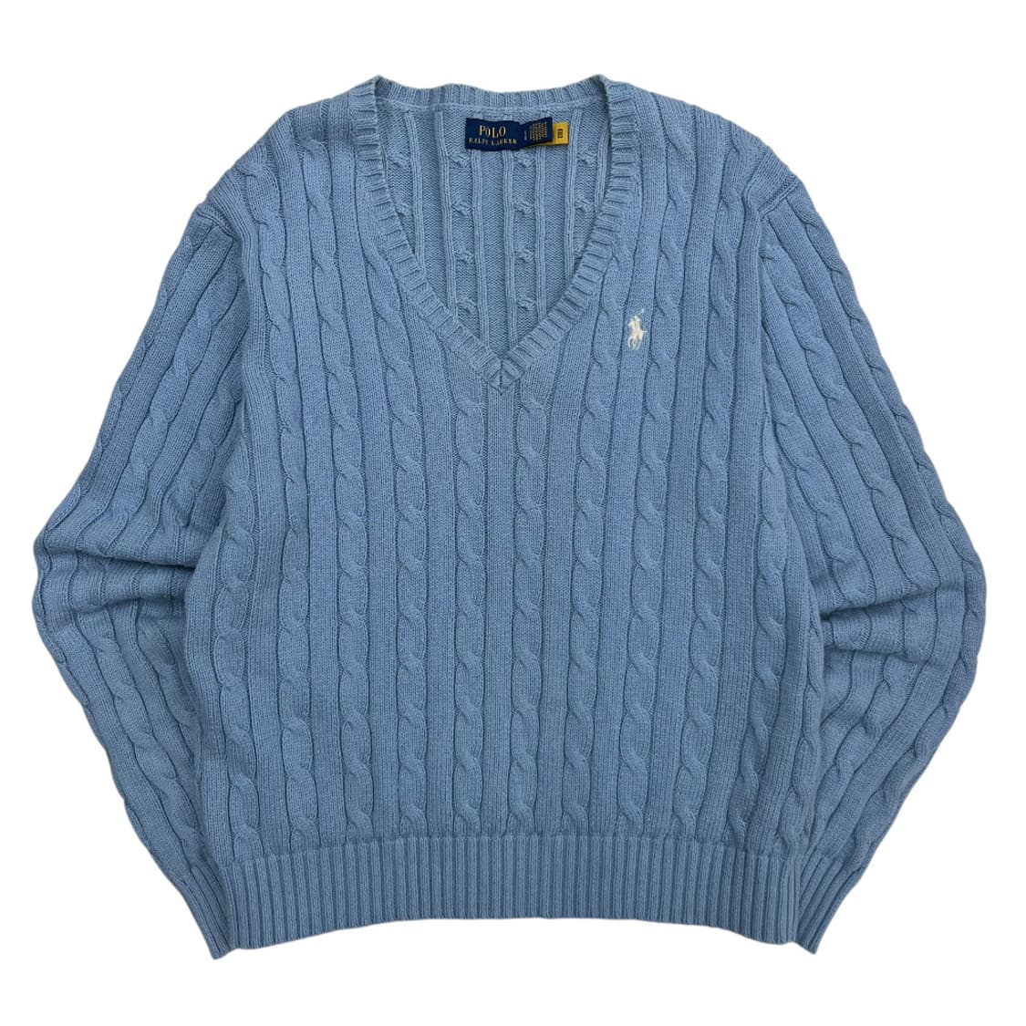 폴로 랄프로렌 화이트포니 베이비블루 꽈배기 브이니트 L 상품이미지2