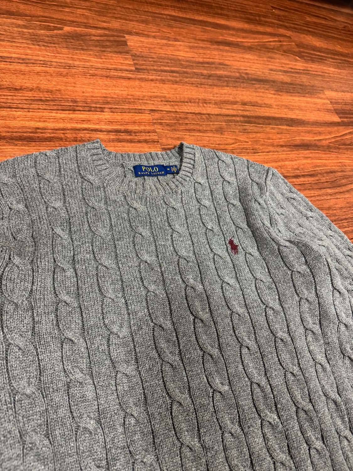 폴로 남성 꽈배기 니트 그레이 M 상품이미지2