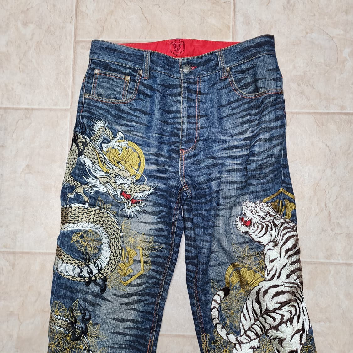 화조풍월 오리엔탈 용호상박 이레즈미 자수 데님팬츠 상품이미지3