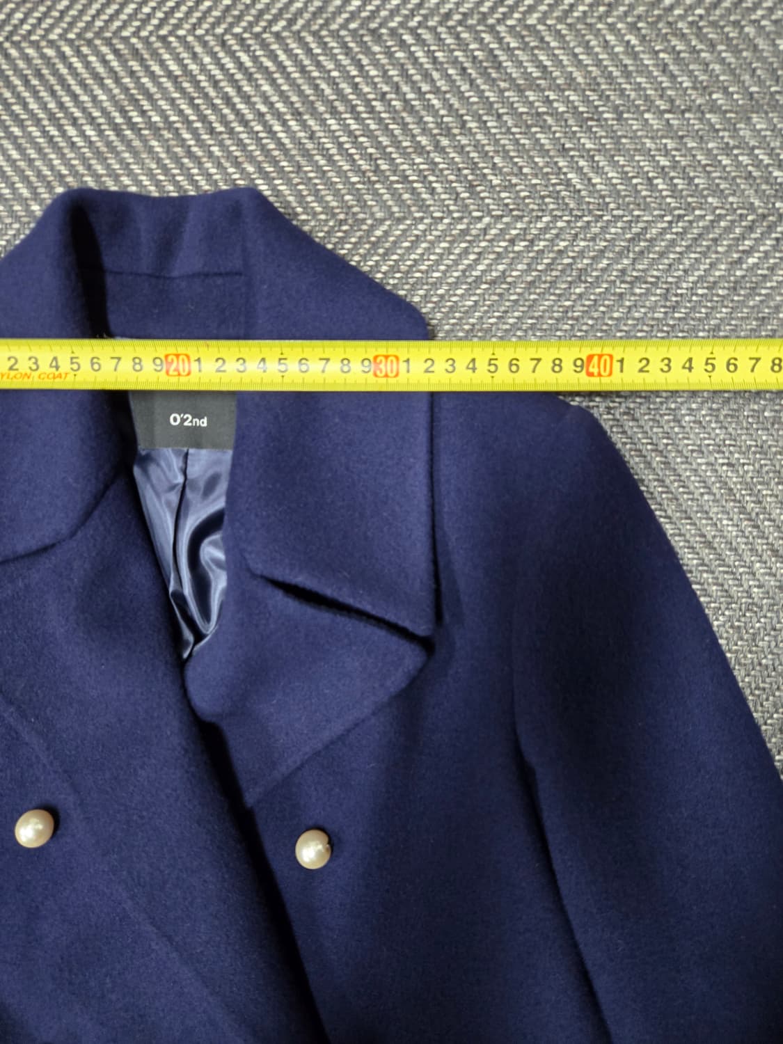 한섬 오즈세컨 O'2nd 네이비 하프코트 모90%캐시미어10%코트 상품이미지6