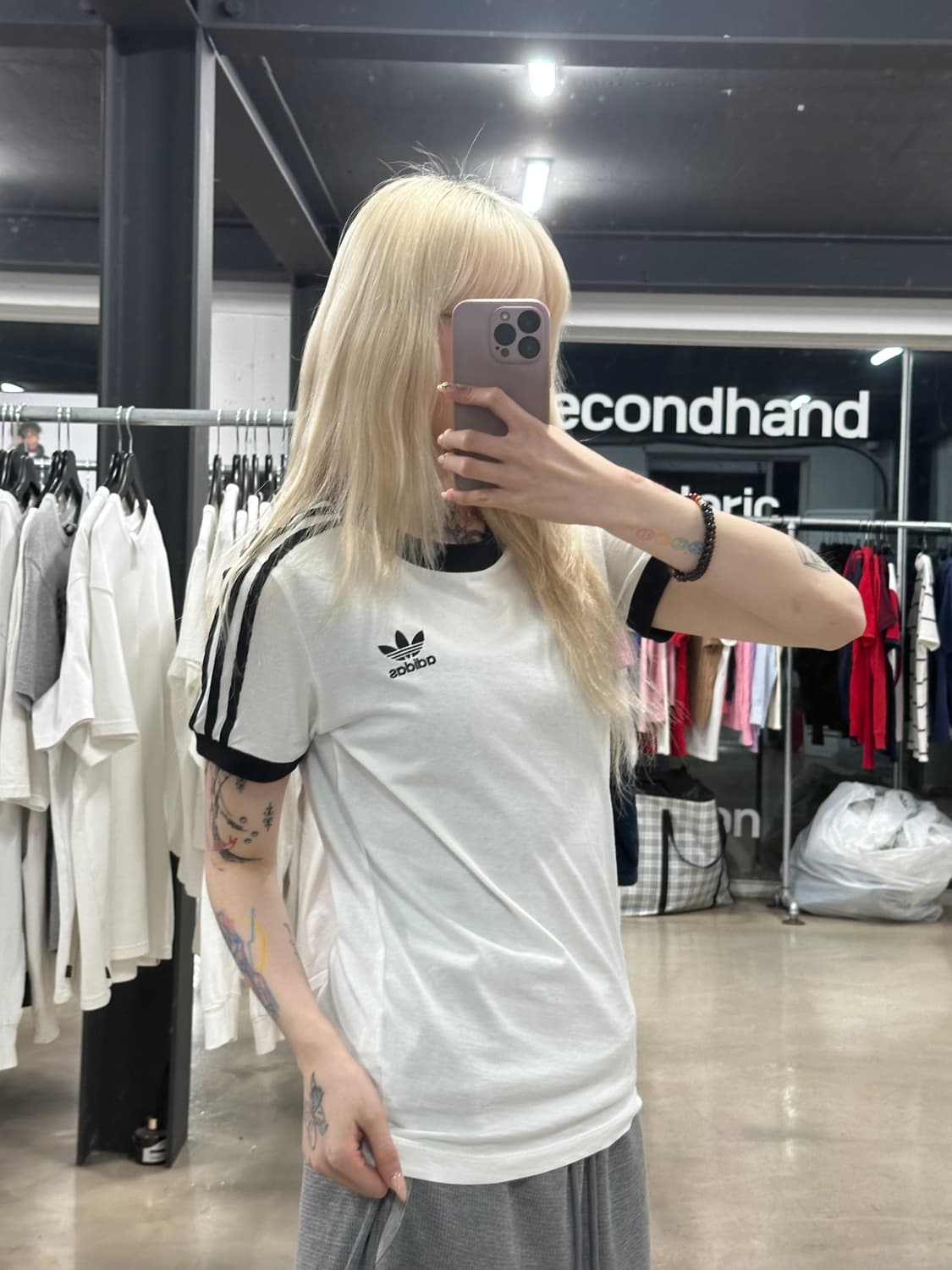 아디다스 화이트 링거 반팔 티셔츠 상품이미지1