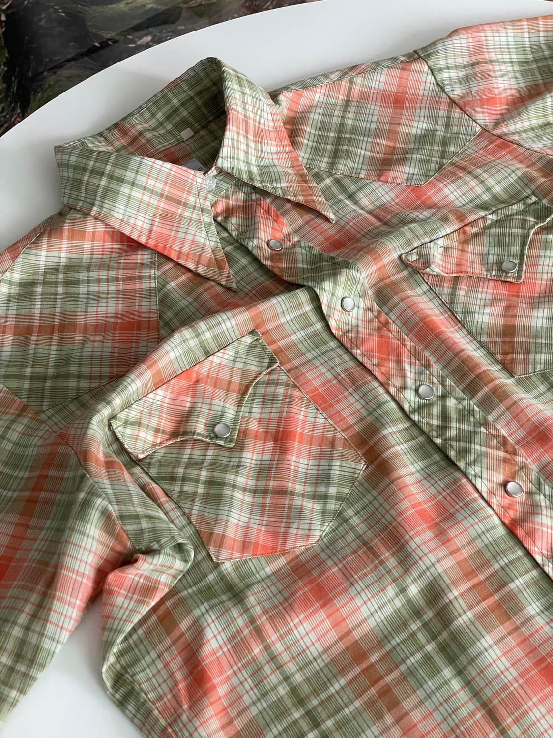 60s Sears Westerner Plaid half Shirt 상품이미지4