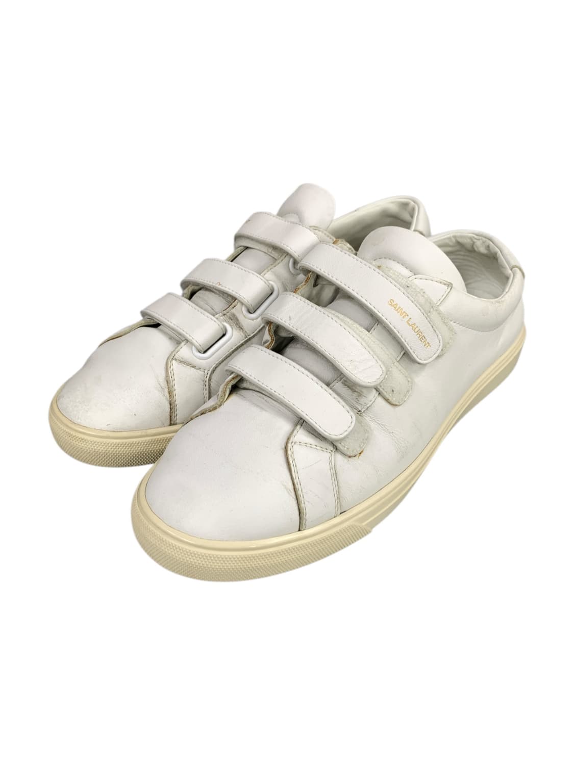 생로랑 레더 벨크로 스니커즈 화이트 42(270) 상품이미지2