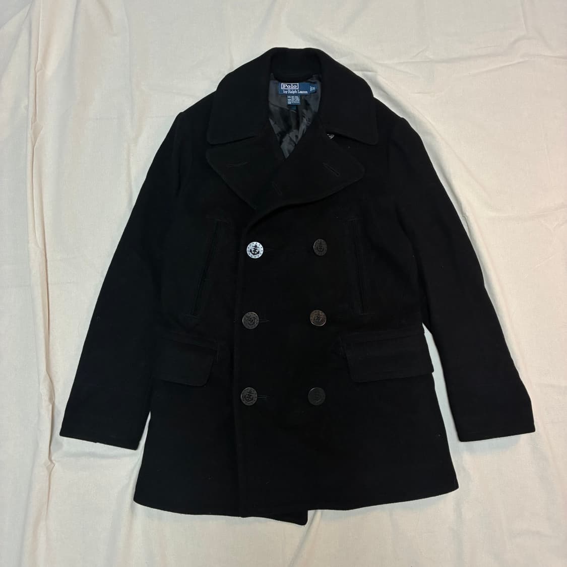 남여공용 폴로 블랙 피코트 더블 코트 S 상품이미지4