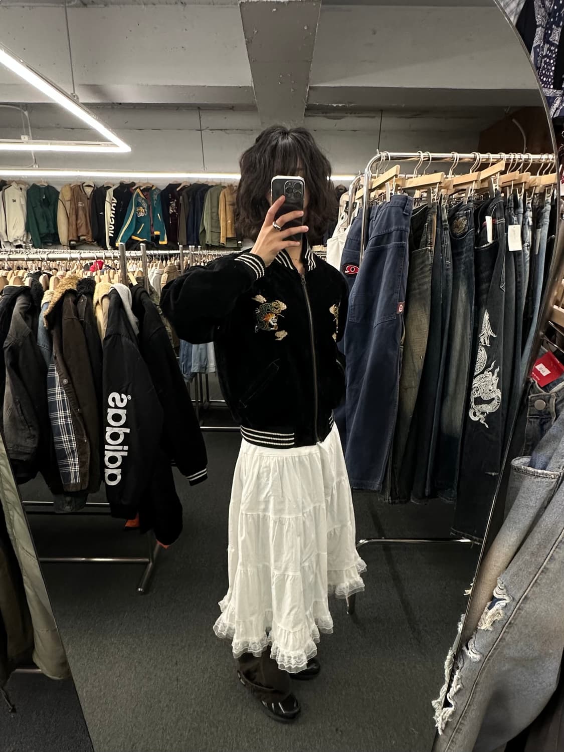 M)ESTACOT 빈티지 벨벳 드래곤 자수 스카쟌 상품이미지1