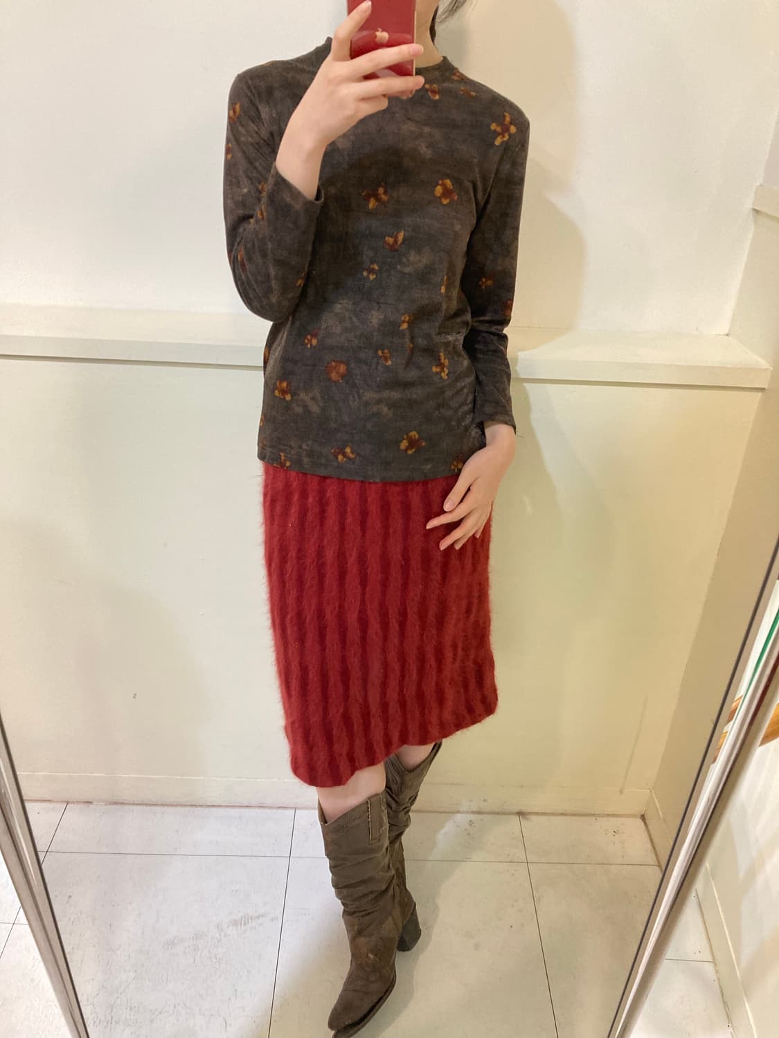 앙고라 스트라이프 미디 스커트 상품이미지9