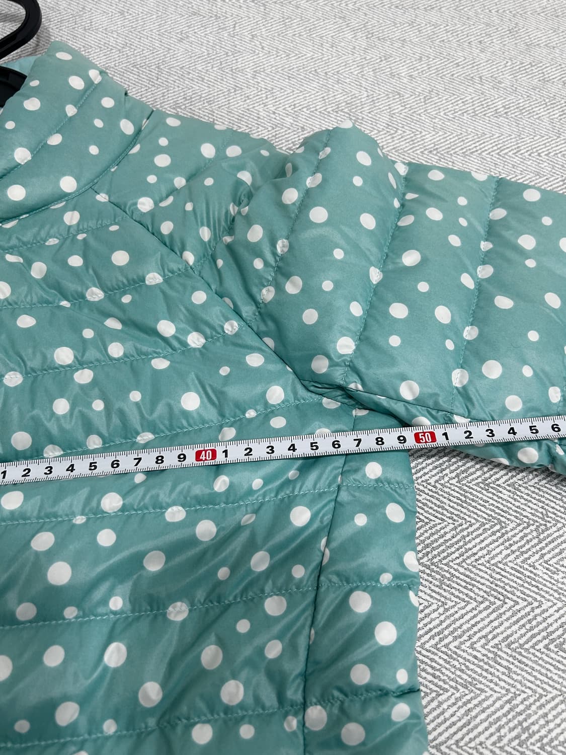 유니클로 경량패딩 민트 도트 여성 M 상품이미지7