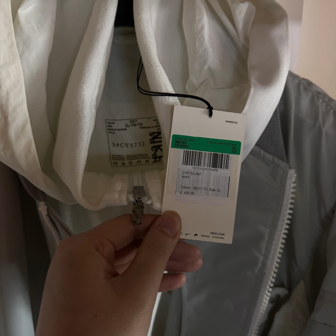 나이키x사카이 NRG 레이어드 봄버 자켓 그레이 XL 상품이미지3