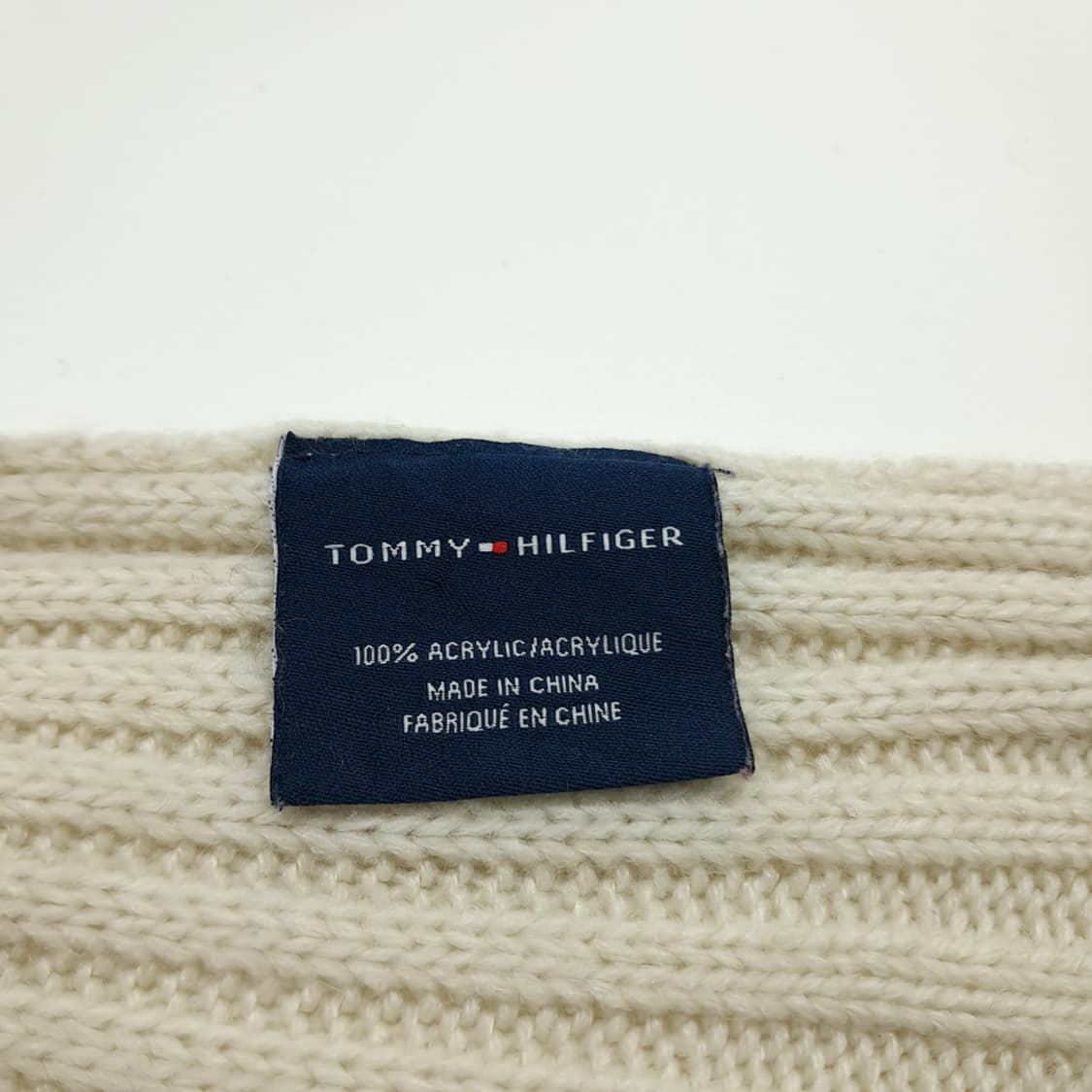 MX301 타미힐피거 아이보리 코튼 리브드 니트 목도리 머플러 상품이미지6