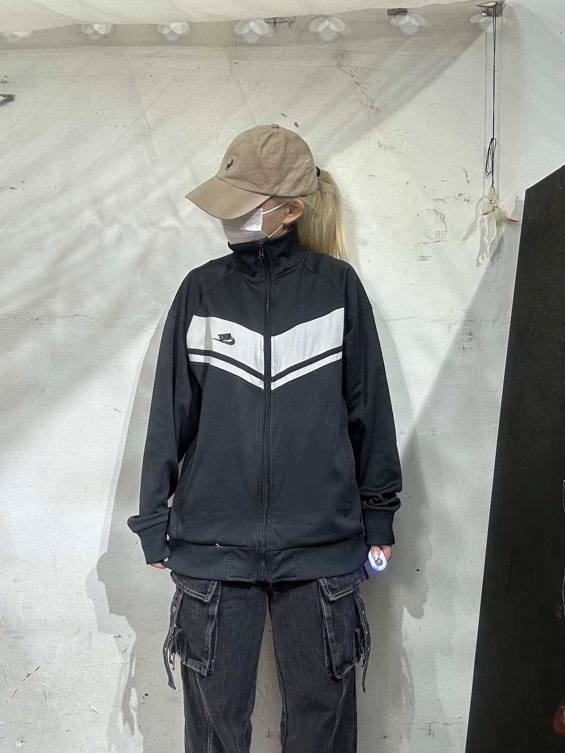 00s 나이키 차콜 스몰 로고 화이트 트랙탑 져지 XL 상품이미지2