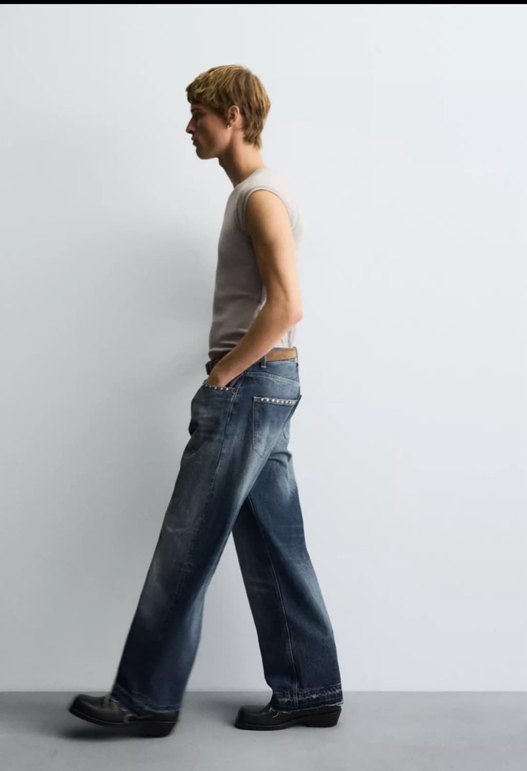 자라 스터드 세미 와이드 데님 32 상품이미지2