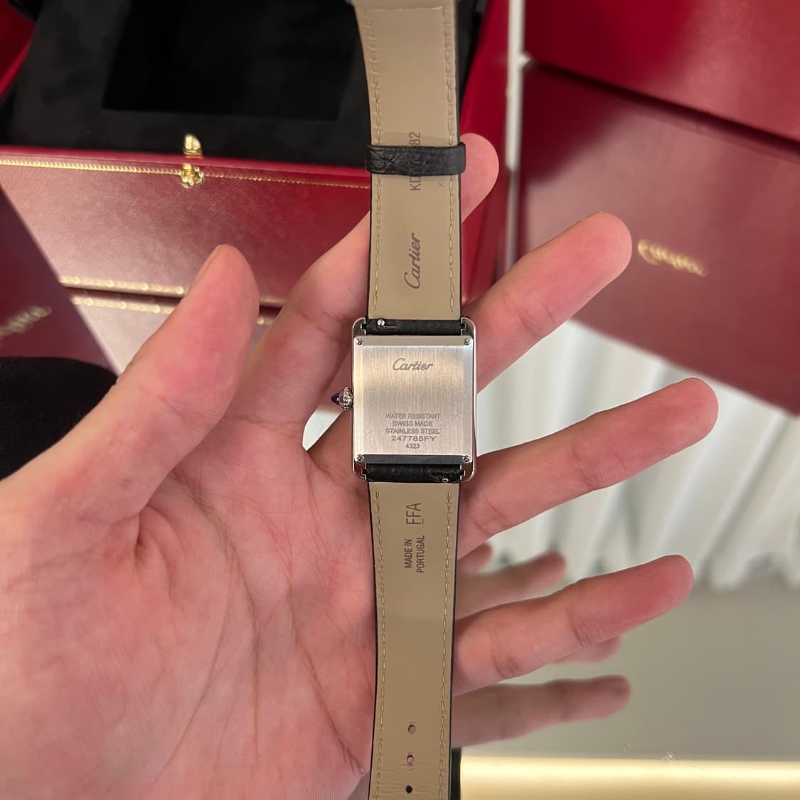 [새상품급/풀구성] 까르띠에 탱크 머스트 라지 쿼츠 스틸 카프스킨 상품이미지4