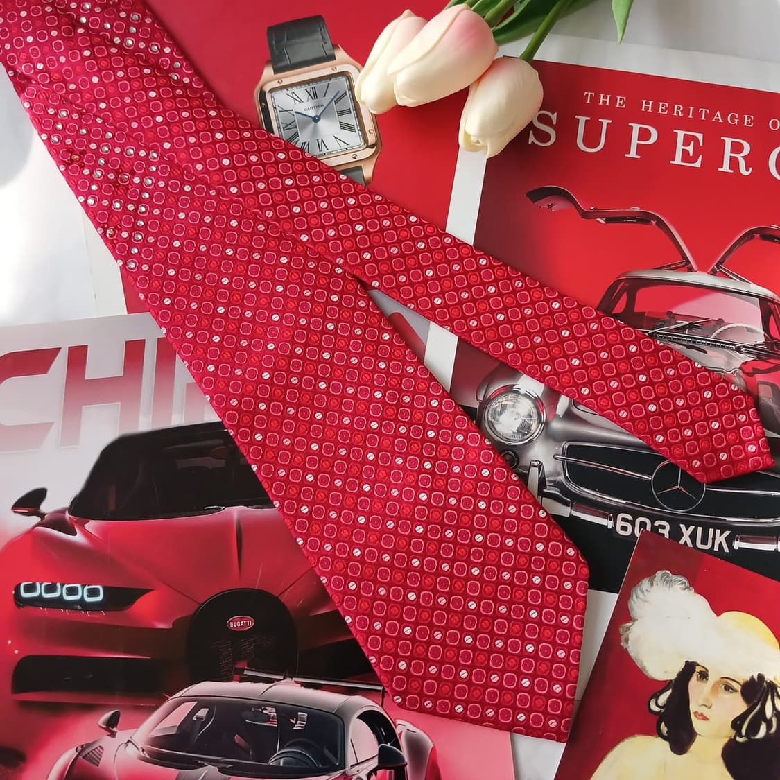 메트로시티 실크 레드 도트 패턴 넥타이 9.2cm A+등급 A18851
 상품이미지3