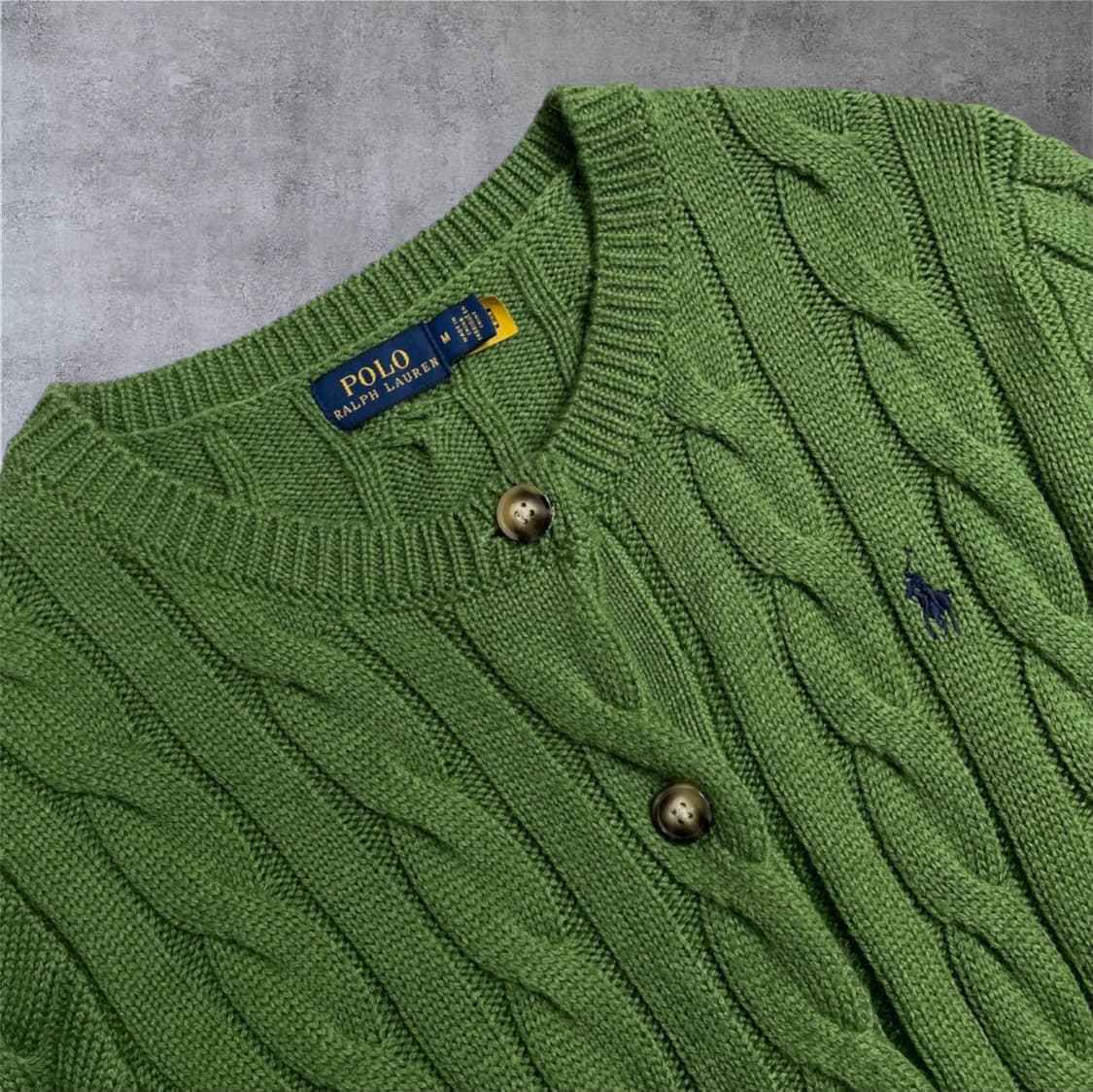 폴로 랄프로렌 그린 케이블 크루넥 니트 가디건 M 상품이미지2