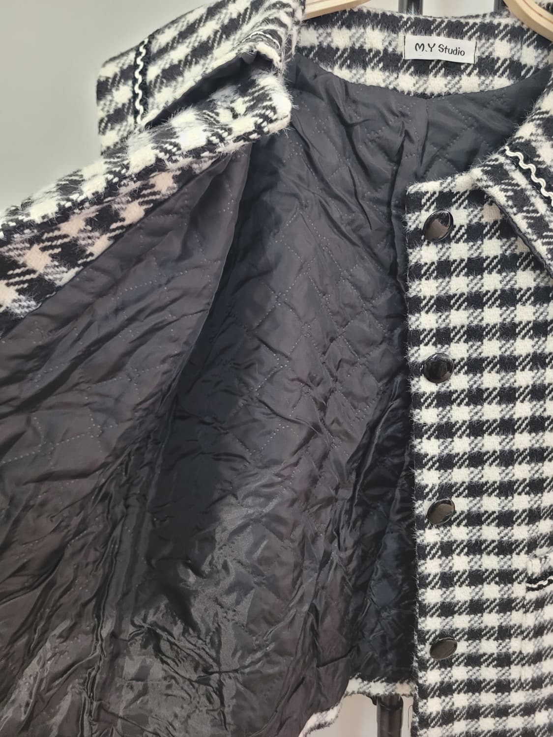 체크 패턴 세일러 카라 겨울 자켓 여성용 55~66 상품이미지9