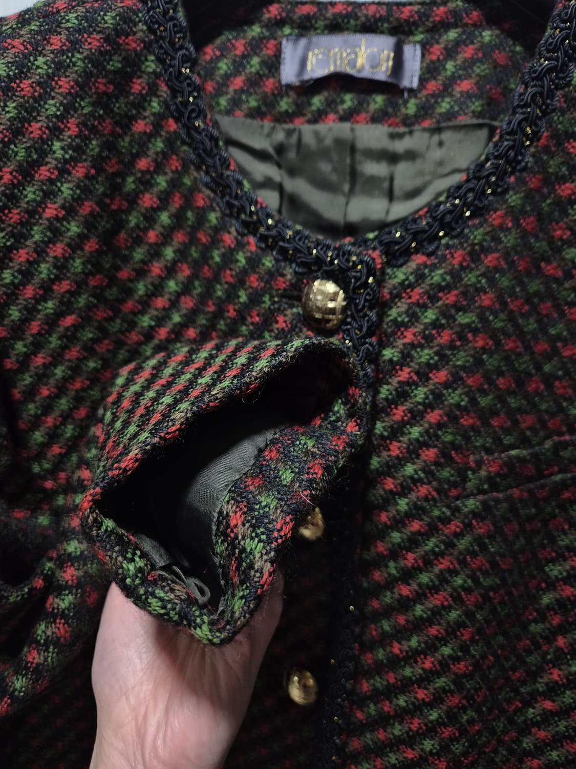 빈티지 체크 패턴 금장 버튼 자켓 상품이미지4