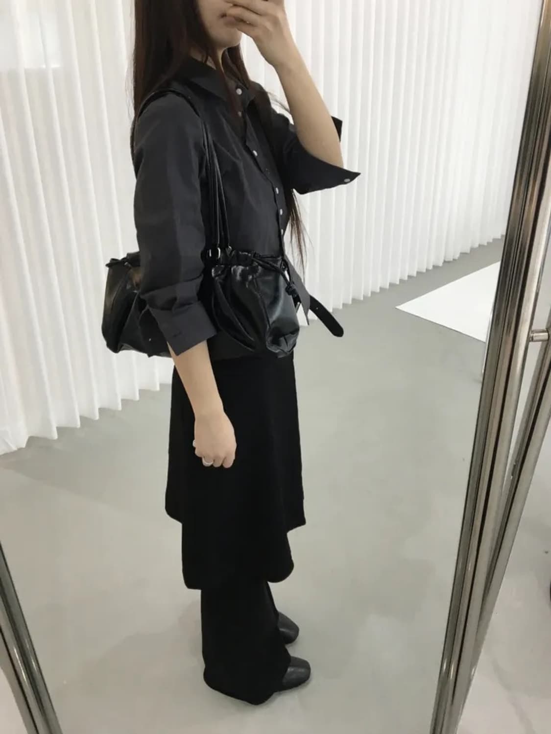 모에버 슬림 올버튼 셔츠 차콜색상 상품이미지3