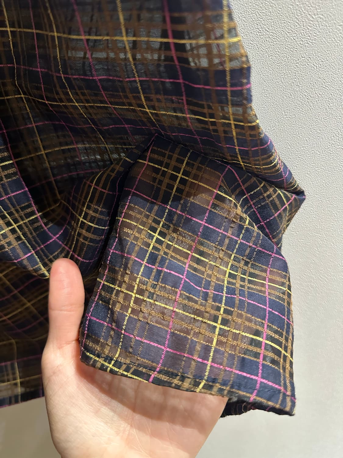 엔조블루스 시어 체크 슬리브리스탑 네이비(1회착용) 상품이미지10