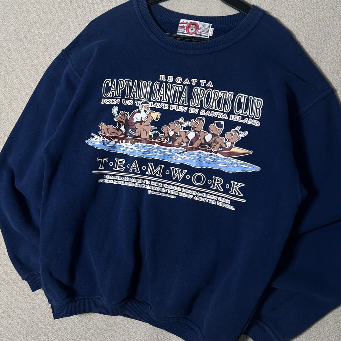 (M) 90s 캡틴산타 네이비 스웻 맨투맨 상품이미지2