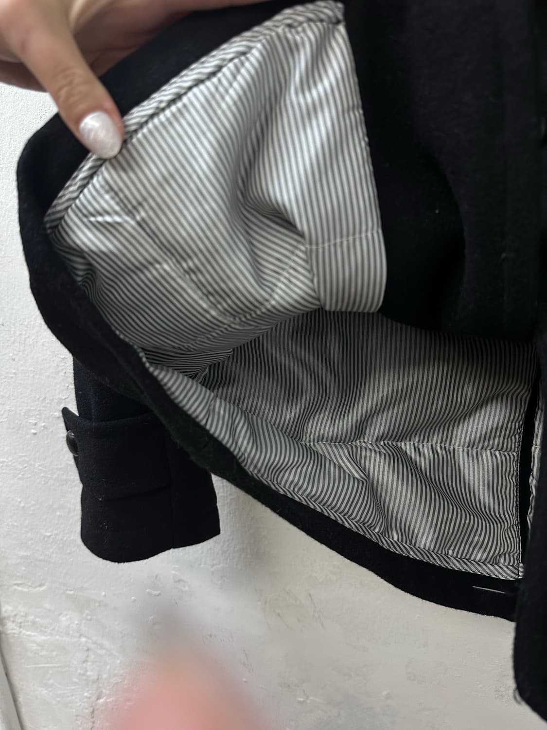 택있는 새상품 일본빈티지 블랙 카라 코트  상품이미지5