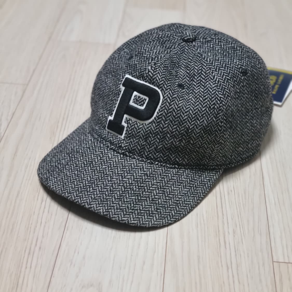새제품) 폴로 헤링본 울 볼캡 모자 P로고 자수 가죽끈 그레이 블랙 상품이미지7