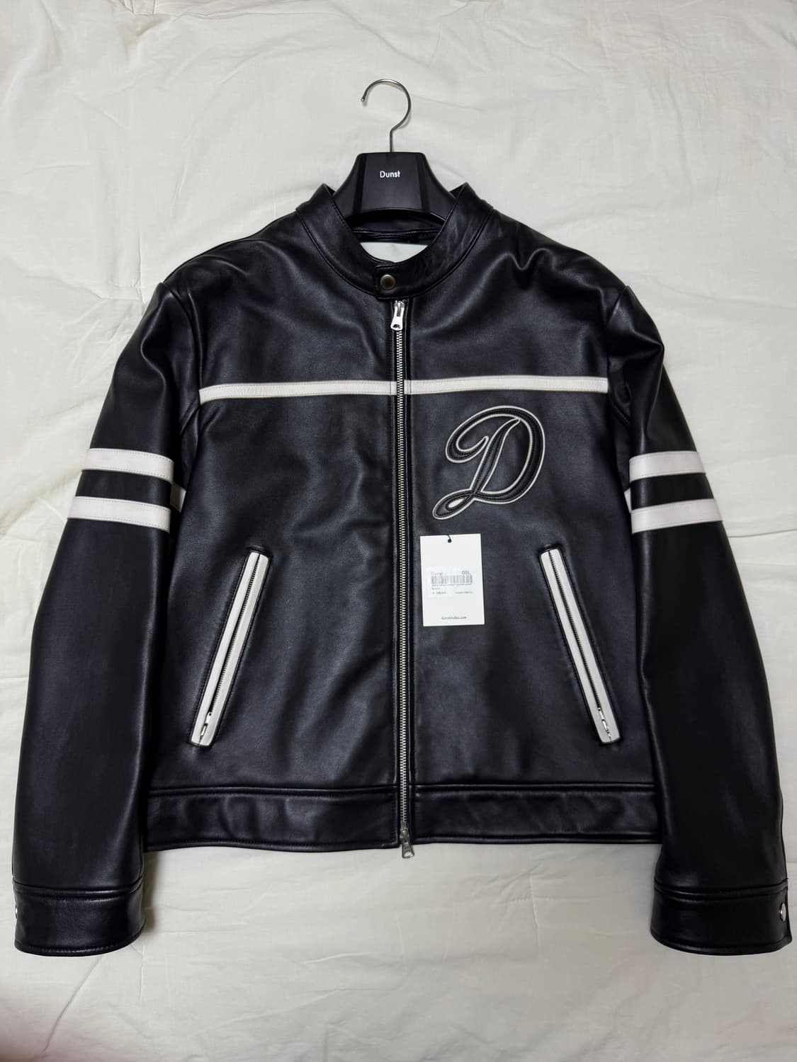 [L] 던스트 레이싱 콘트라스트 레더 자켓 블랙 상품이미지5