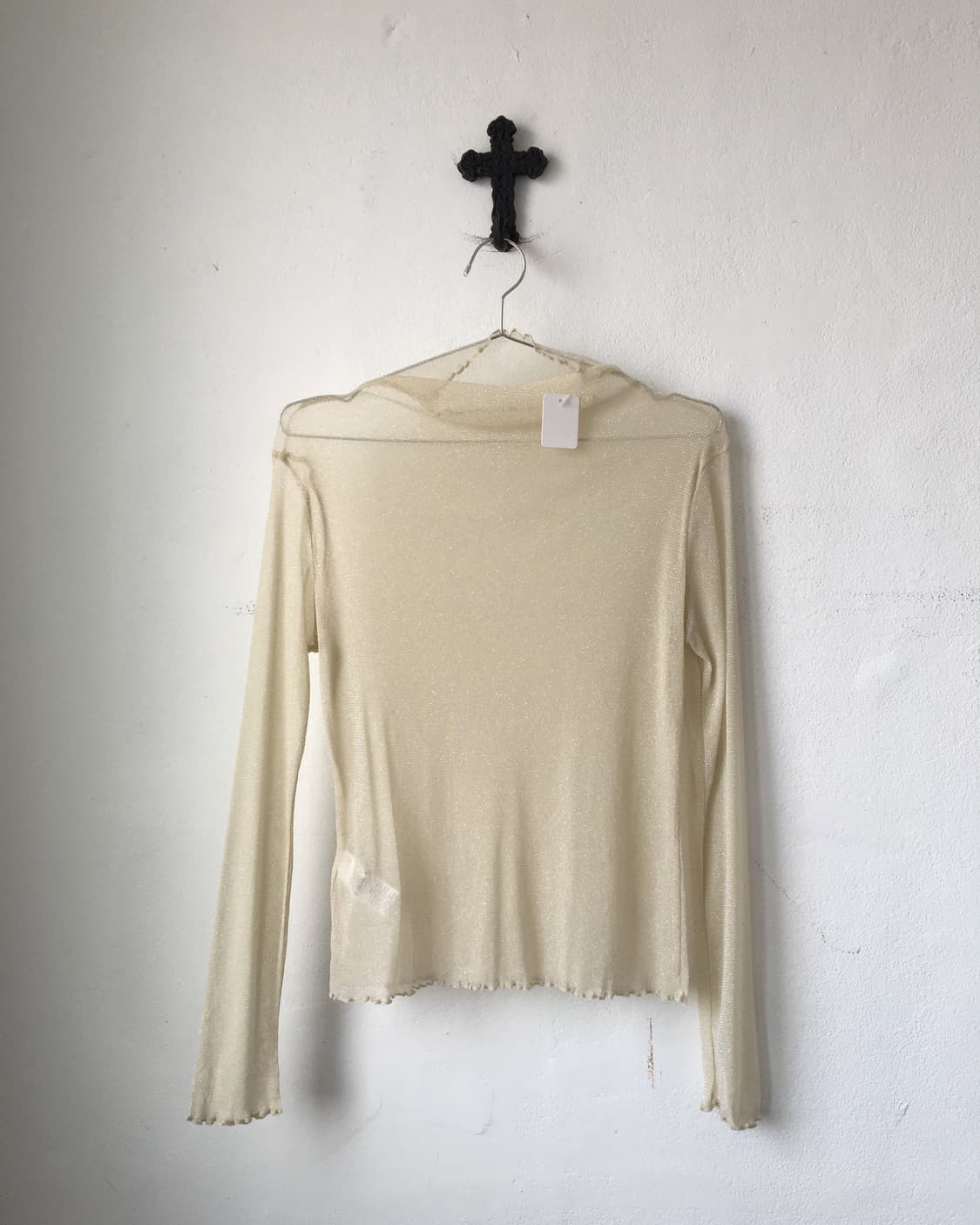 Glitter high neck see through sleeve 상품이미지1