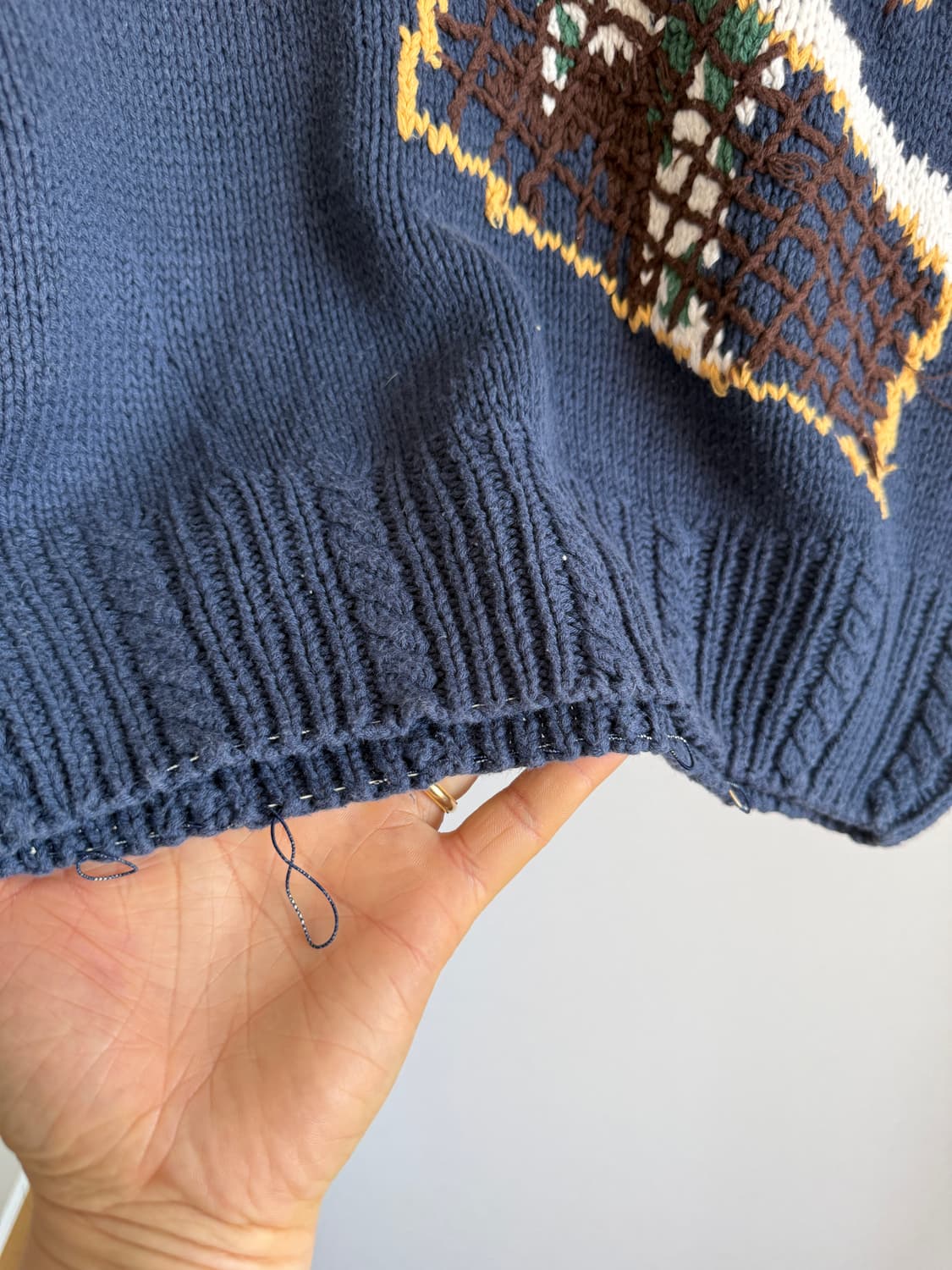 90's 제이프레스(J.PRESS) 핸드메이드 코튼 니트(반도 라이센스) 상품이미지7