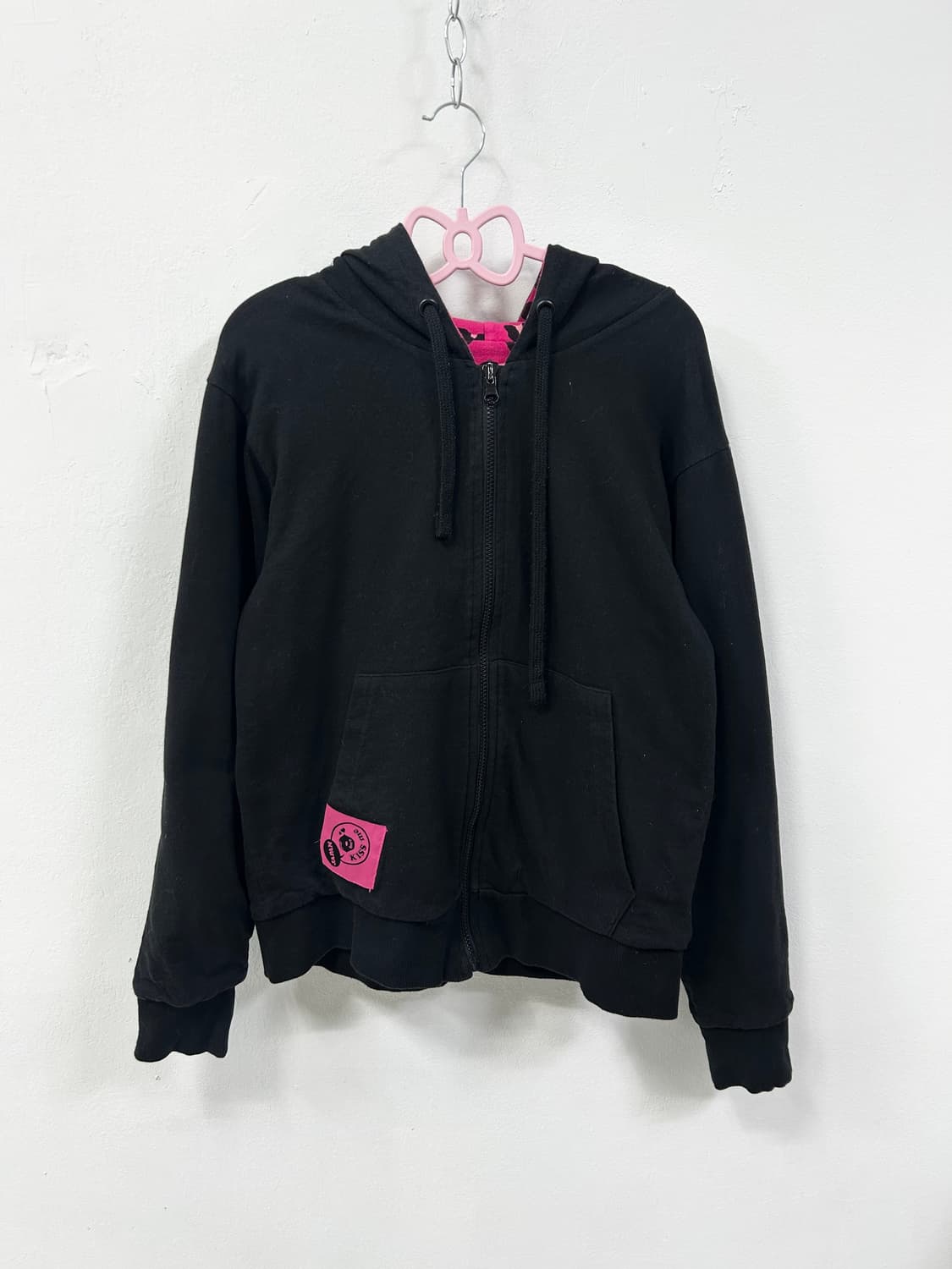 갸루 핑크 레오파드 리버시블 후드집업 상품이미지5