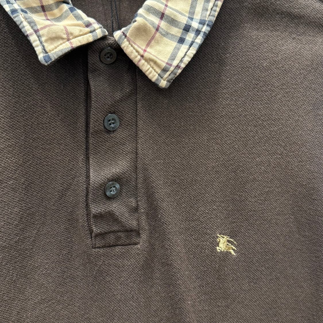 버버리 런던 노바체크 카라 반팔 폴로 셔츠 자수 로고 디테일 브라운 상품이미지6