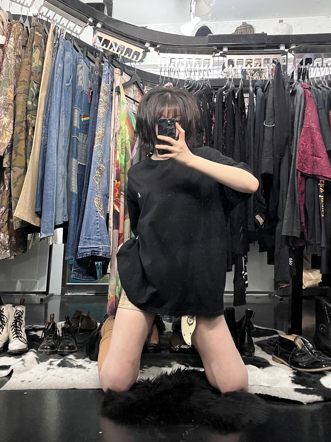 그라미치 블랙 오버핏 반팔 상품이미지1