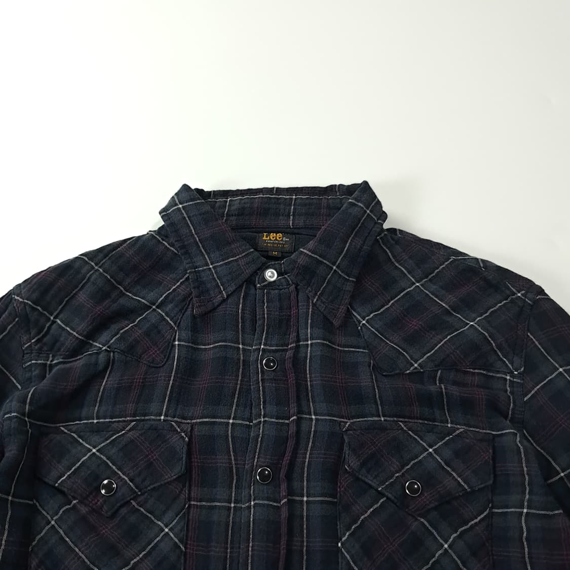 CK208 M 리 00s 일본판 코튼 웨스턴 타탄체크 네이비 셔츠 남방 상품이미지2
