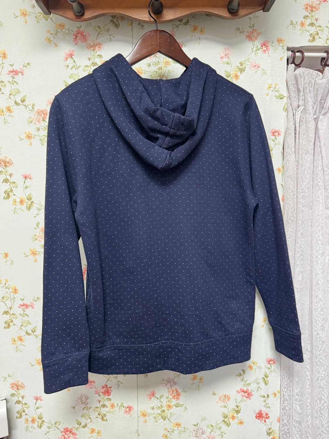 빈티지 네이비 도트 후드집업 상품이미지2