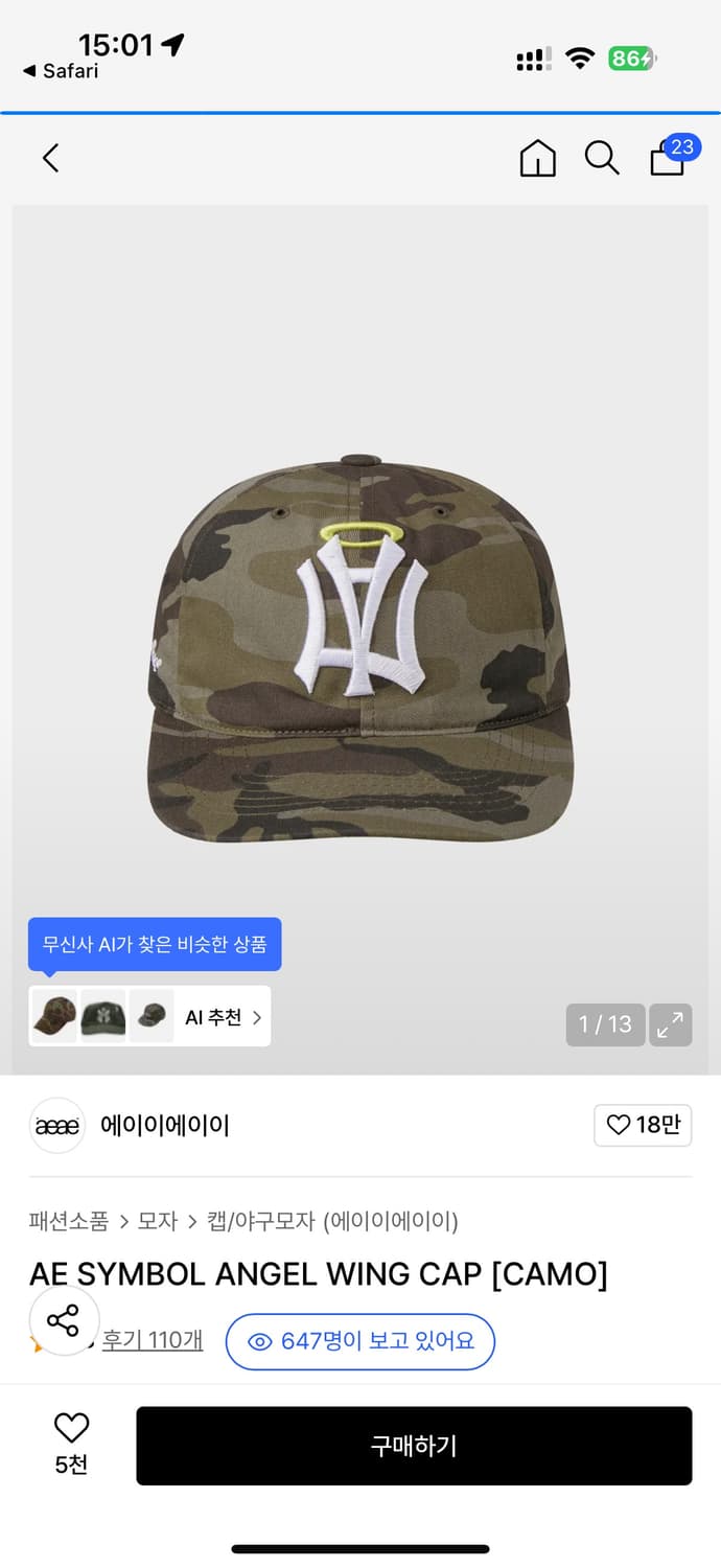 aeae 에이이에이이 앤젤 윙 캡 0사이즈 angel wing 상품이미지2